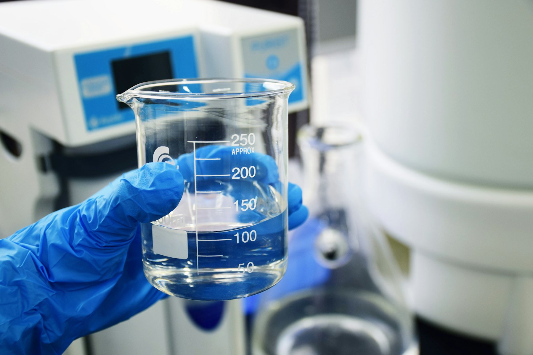 Water samples being examined in a laboratory